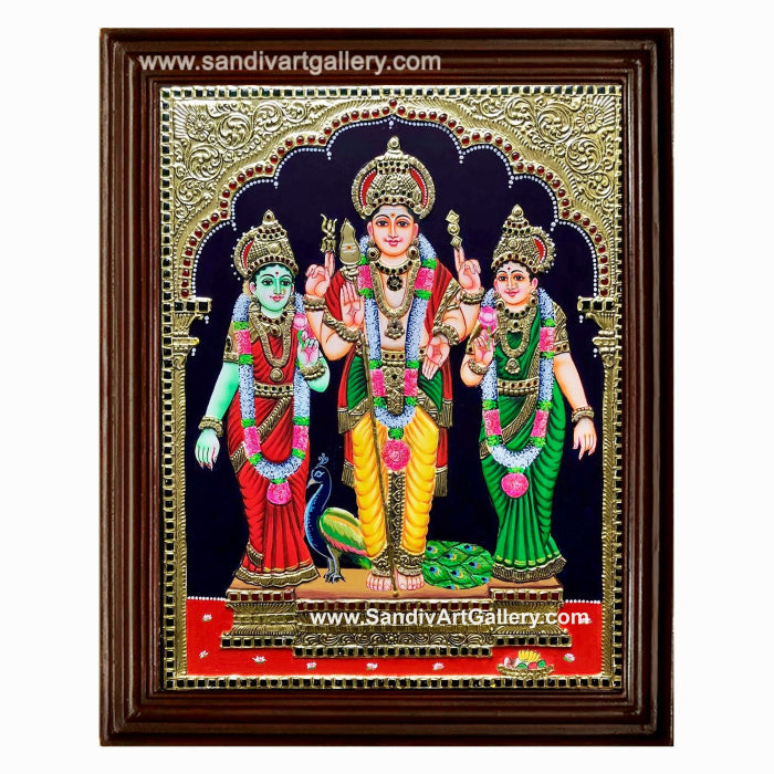 Valli Devasena Subramanya Swamy Tanjore Painting