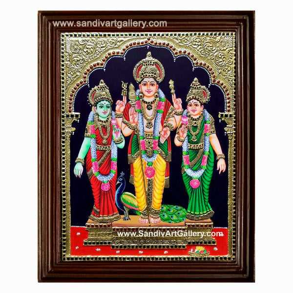 Valli Devasena Subramanya Swamy Tanjore Painting