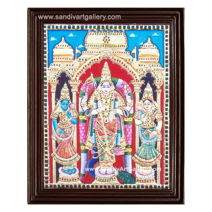Murugan Valli Deivanai Tanjore Painting 2