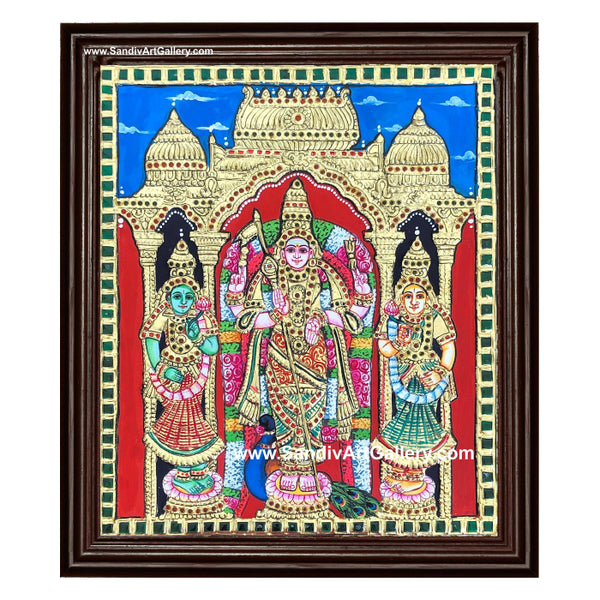 Murugar Valli Deivanai Tanjore Painting
