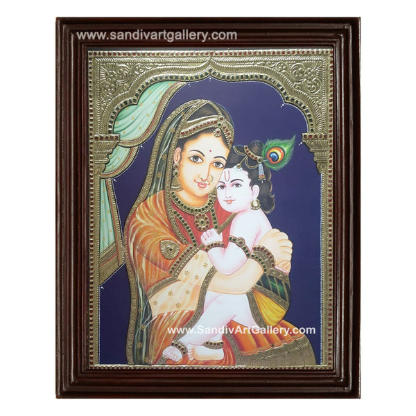 North Indian Style Yasodha Krishna Tanjore Painting