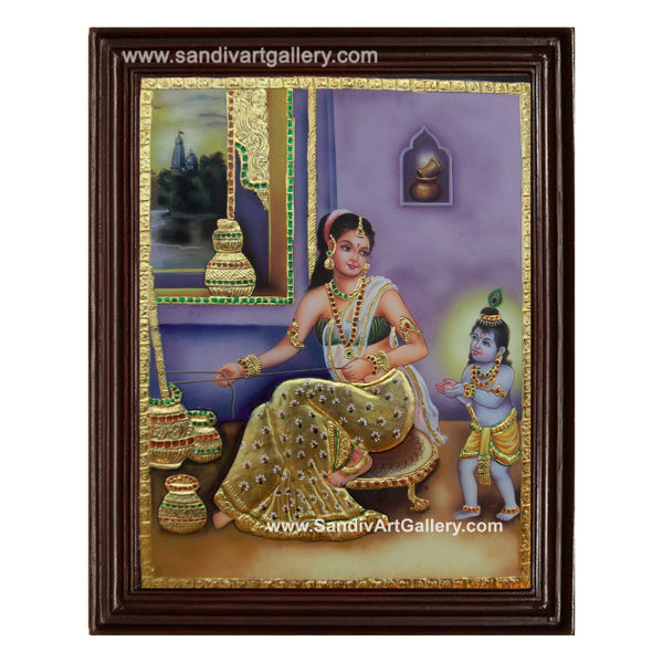 Yasodha Krishna Tanjore Painting 5