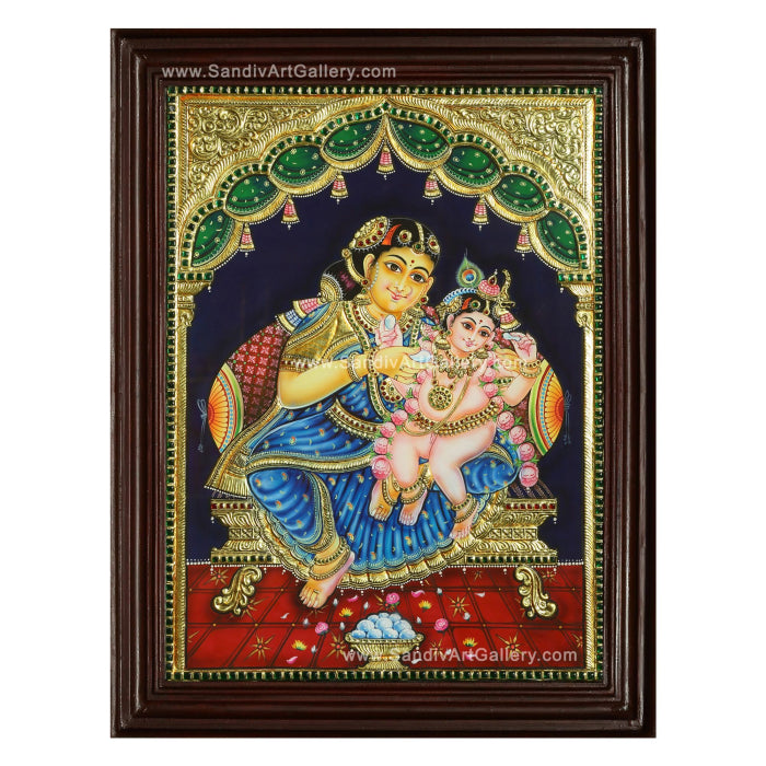 Traditional Yasodha Krishna Tanjore Painting 3