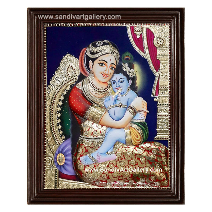 Yasodha krishna 3D Embossed Tanjore Painting